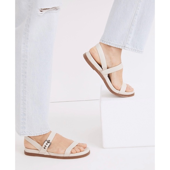 Madewell The Louisa Slingback Sandals Leather Double Straps Buckle Sz 9 - Picture 1 of 13